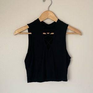 Black CrissCross Front Crop Top